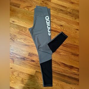 Adidas Climate Black Back Mesh Panel Leggings Logo Print size Large